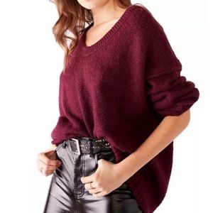 Free People Brookside Tunic Sweater Açai XS